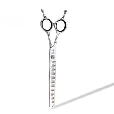 Imagem de SnipStar 7 polegadas Pet Curved Chuker tesouras mão esquerda 35 dentes VG10 aço para cuidados de cães, taxa de diluição 65%