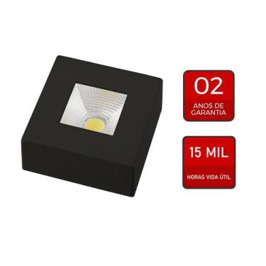 Imagem de Spot Led Authentic Quadrado Sobrepor Preto 5W 400 Lumens Branco Quente