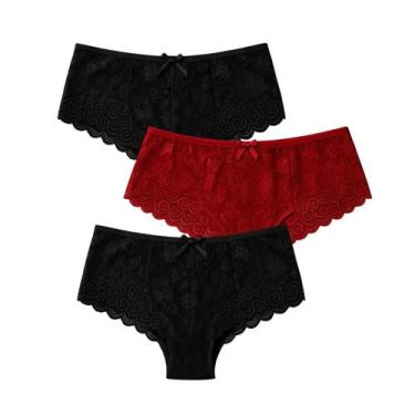 Imagem de Calcinhas Em Renda Antialérgica Plus Size Kit 3 unidades - SollBella S