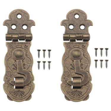 Imagem de ZZLZX 2 peças, caixa de madeira antiga, trava decorativa, 12 parafusos, caixa de joias de madeira para móveis, ferrolho de metal vintage, caixa de presente antiga de 90 graus, diário, caixa de madeira