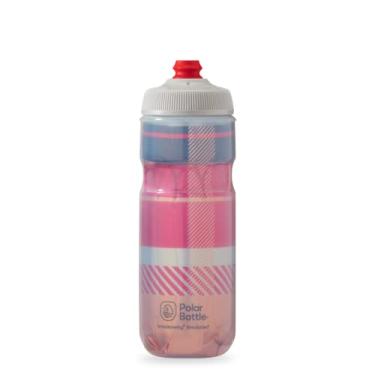 Imagem de Polar Bottle Garrafa de água isolada Breakaway – livre de BPA, garrafa de apertar para ciclismo e esportes (Tartan - vermelho fogueira/laranja, 590 g)