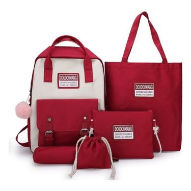 Imagem de Estojo de lápis para estudantes, mochilas escolares de lona, conjunto de 5