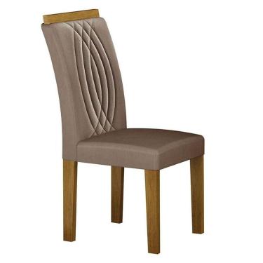 Imagem de Cadeira Para Mesa De Jantar Doha Mdf Freijó Joli Camurça - Leifer Móveis