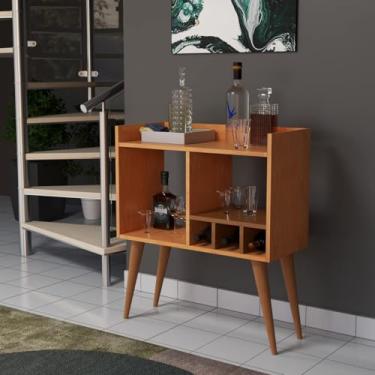 Imagem de Aparador Moderno Salas Adega Vinhos Taças Mini Bar Cerejeira