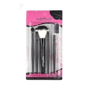 Imagem de Kit com 5 Pincéis para Maquiagem Profissional Macrilan (Preto)