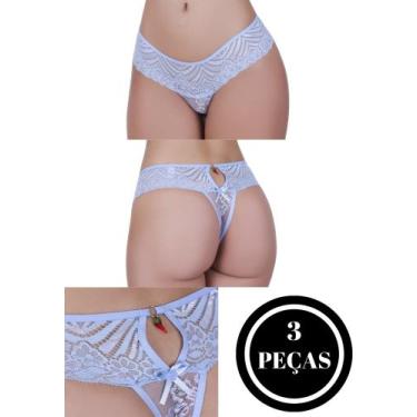 Imagem de KIT 3 Calcinha Renda Biju Tanga Lingerie - c4 KIT 3 PINGENTE - TERRA E