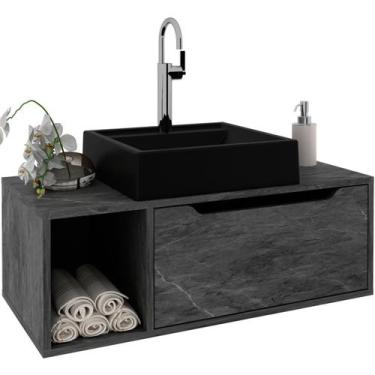 Imagem de Gabinete de Banheiro 80 cm com Cuba 1 Porta e Nicho - Tecnomobili, Már