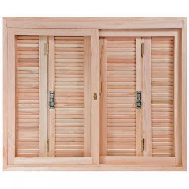 Imagem de Janela com Veneziana Pantográfica e Caixilhos para Vidros Lisos de Correr 120x150cm Rondosul Natural