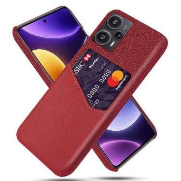 Imagem de Capa para Xiaomi Redmi Note 12 turbo,Tela e tampa de couro PU,Antideslizante,360°cobertura completa à prova de choque com 1 slot de cartão atrás,Prevenção de queda-Red