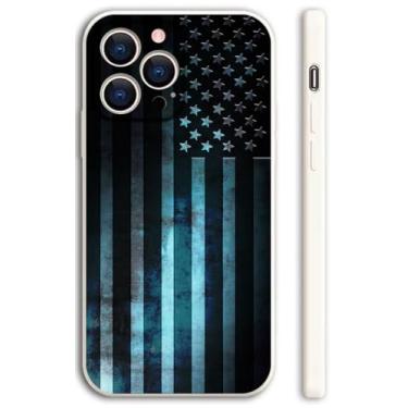 Imagem de Capa de telefone com bandeira americana fluorescência para iPhone 15 branco antigo TPU macio à prova de choque capa protetora presente para homens meninos mulheres meninas