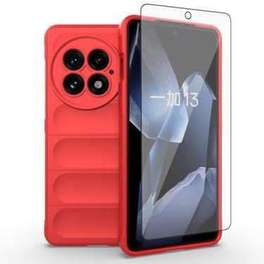 Imagem de Asuwish Capa de telefone para OnePlus 13 5G com protetor de tela de vidro temperado e TPU macio, fina, à prova de choque, capa protetora de silicone acessórios One+ 1plus13 2025 mulheres, homens