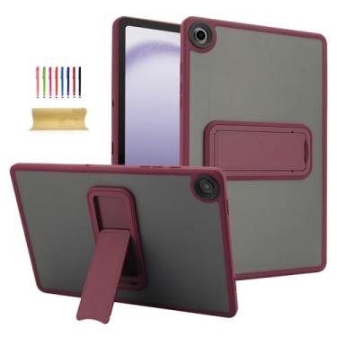 Imagem de Dteck Capa transparente para tablet Samsung Galaxy Tab A9 Plus (SM-X210/X215/X216) 11 polegadas 2023 com suporte dobrável, bordas de TPU com absorção de choque, traseira de plástico rígido, capa
