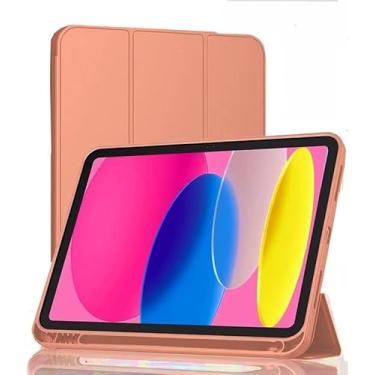 Imagem de Capa Case PREMIUM Anti Impacto com função sleep e suporte para iPad 10 10.9" e iPad 11 A16 2025 Com Compartimento Para Pencil Caneta Tampa Magnética (Rosé Ouro)
