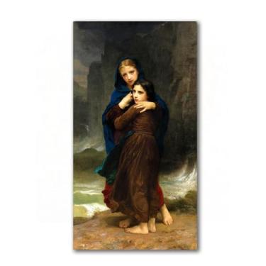 Imagem de LXURY Bouguereau. A tempestade (versão pequena). Reprodução de pinturas famosas. Arte de parede em tela. Pôsteres e impressões. Imagem para decoração de casa 70 x 126 cm sem moldura