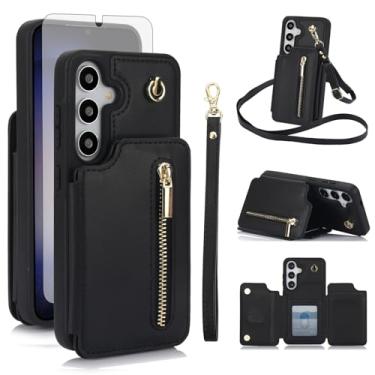 Imagem de Asuwish Capa de celular para Samsung Galaxy A14/M14 5G RFID carteira celular com protetor de tela de vidro temperado, alça transversal, compartimento para cartão de crédito, suporte A 14 4G 14 A 14 M