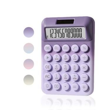 Imagem de VGASHARE Calculadora de botão grande, calculadora de mesa gradiente fofa, 12 dígitos, tela LCD grande, fonte de alimentação dupla, solar e bateria, perfeita para professores, estudantes, escritório