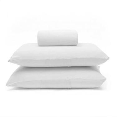 Imagem de Jogo De Cama Buettner Queen Malha 100% Algodão Basic Liso 3 Peças Branco