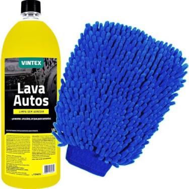 Imagem de Kit Automotivo Shampoo Lava Autos 1,5L Vintex Shampoo Luva de Microfibra Karbox