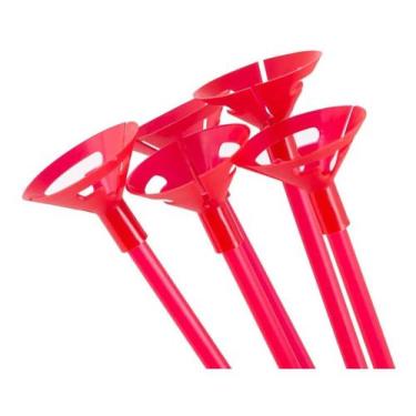 Imagem de 10 Varetas Vermelho 30cm Suporte Balão Bexiga Ou Metalizado - Balão Me