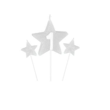 Imagem de Vela De Aniversário New Star Branca - Número 1