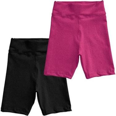Imagem de Kit 2 Short Menina Infantil Treino Roupa Ginástica Infantil Esporte Mo