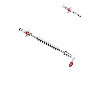 Imagem de CM Crareesi Mania Brincos industriais de aço cirúrgico 316L piercing industrial 14G punhal roscado internamente cartilagem industrial hélice brincos, Metal, Zircônia cúbica