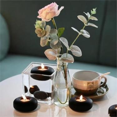 Imagem de Velas flutuantes 7,6 cm pacote com 12 - velas flutuantes para centros de mesa - decoração de casamento - Tempo de queima de 8 a 10 horas - preto