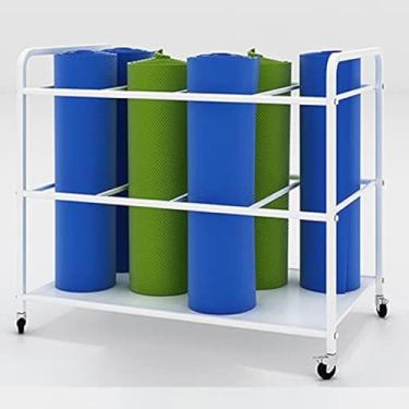 Imagem de Carrinho De Armazenamento De Tapete De Ioga De Rolamento Resistente Sobre Rodas Tapetes De Exercícios De Grande Capacidade Suporte De Suporte Organizador De Rolo De Espuma Suporte De, Black