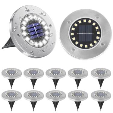 Imagem de Kit 12 Luzes Solares de Solo Ao Ar Livre, Luz Solar para Jardim com 16 Contas de Luz, Lampada Solar À Prova D'Água para Quintal Pavimento Jardim Garagem