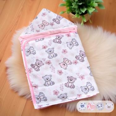 Imagem de Toalha Banho de bebê Menino Menina Forrada Fralda Infantil (Ursinha Rosa)