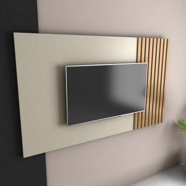 Imagem de Painel Ripado para Tv 60 Polegadas 160cm X 90cm Luara Off White/ Ipe