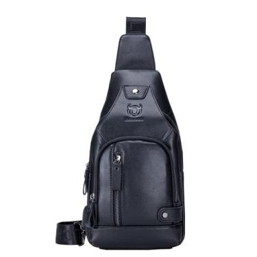 Imagem de Bolsa de estilingue LUKZIJAES em couro genuíno para homens e viagens a