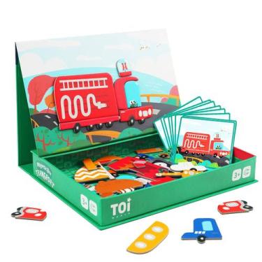 Imagem de Caixas de quebra-cabeça magnético TOI Kids Magnet Toys com tabuleiro d