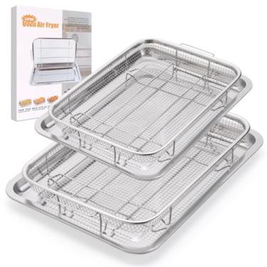 Imagem de Pacote com 2 cestos de fritadeira Air Fryer para forno de aço inoxidáv