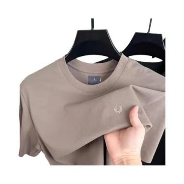 Imagem de Camiseta Masculina De Luxo Em Algodão Sem Costura Com Gola Redonda E M