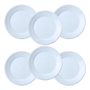 Imagem de Jogo de Pratos Rasos 6 Peças P/ Restaurante Resistente Porcelana Germe