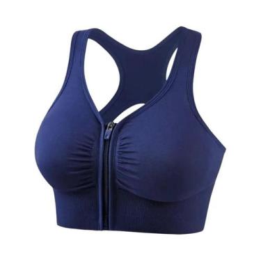 Imagem de Top Esportivo Feminino Com Zíper Frontal Para Fitness, Ioga, Academia 