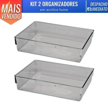Imagem de Kit 2 Organizador Acrílico Empilhavel Cozinha Gaveta Escritorio Maquia