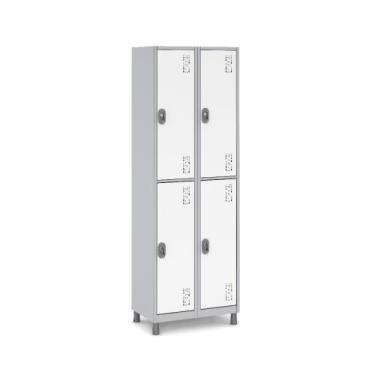 Imagem de Roupeiro Aço 4 Portas 191x85x40Cm Academia Vestiário Tranca - W3, Bran