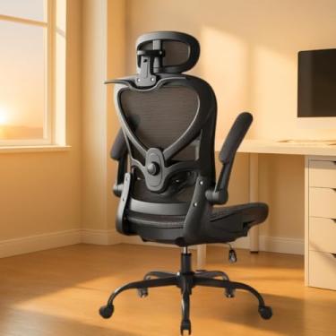 Imagem de Cadeira de Escritório Secretária Presidente Ergonômica Giratória,Home Office, Encosto Reclinável, Apoio Lombar,Cabeça, Braços Ajustáveis, Gamer Preta,Conforto e Durabilidade Iwmabru