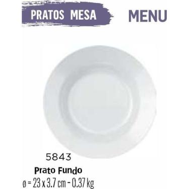 Imagem de Jogo De Prato Menu 12 Pratos Fundos - 23Cm Cerâmica Branca - Nadir Fig