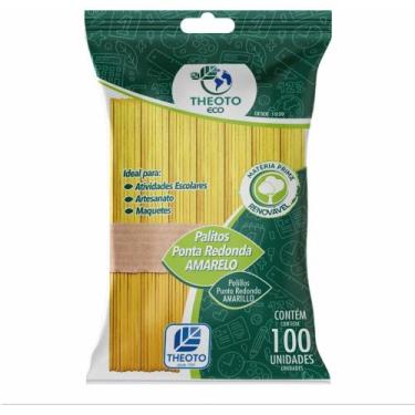 Imagem de Palito de Madeira P/SORVETE Ponta Redonda AMAR. PCT.C/100 - Theoto
