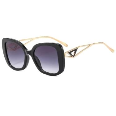 Imagem de Óculos de sol vintage estilo gatinho feminino, luxuoso, com decoração em formato de coração, UV400 (C1)