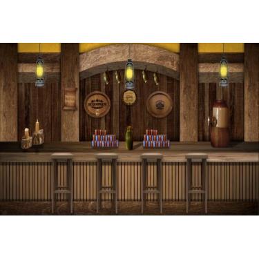 Imagem de Painel de Lona Bar Rustico Madeira Velho Oeste Barril - Fabrika de Fes
