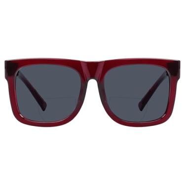 Imagem de Eyekepper Óculos de sol de leitura bifocais grandes com dobradiças de mola sem parafuso sem metal para rosto largo, Nr2508sg - Vermelho, +4.00