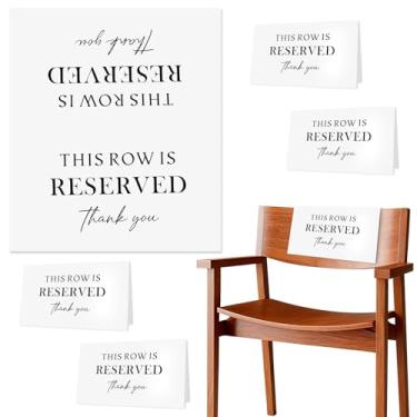 Imagem de Penitue 4 Placas de Cadeiras com Assentos Reservados, Papelão 35x20cm Esta Fileira é Reservada para Bancos de Igreja Casamentos Decorações Recepções e Eventos (Branco)