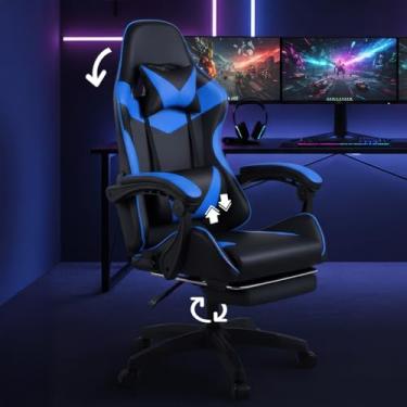 Imagem de Cadeira Escritório Gamer Reclinável Ergonômica Profissional (Azul)