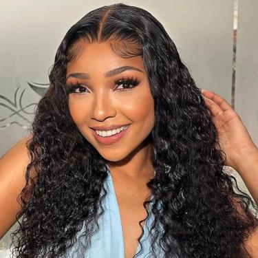 Imagem de Peruca HIRIREMY Deep Wave BOB 45 cm de renda frontal para cabelo human