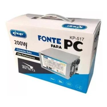 Imagem de Fonte Para Pc Atx 200W Sata 24 Pinos Com Cabo de Alimentação KP517 - K