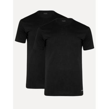 Imagem de Camisetas Calvin Klein Underwear Masculinas C-Neck Pretas Pack 2UN, L/